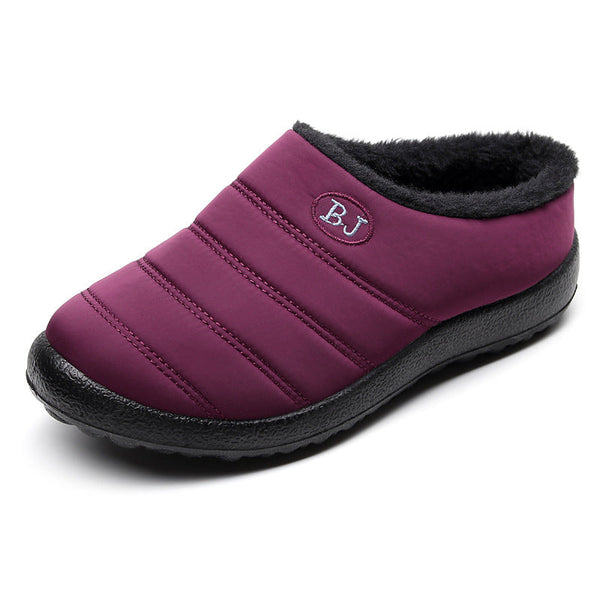 Comfortable memory foam winter slippers for women, plush, fleece lined slippers, non slip rubber sole, indoor outdoor slippers