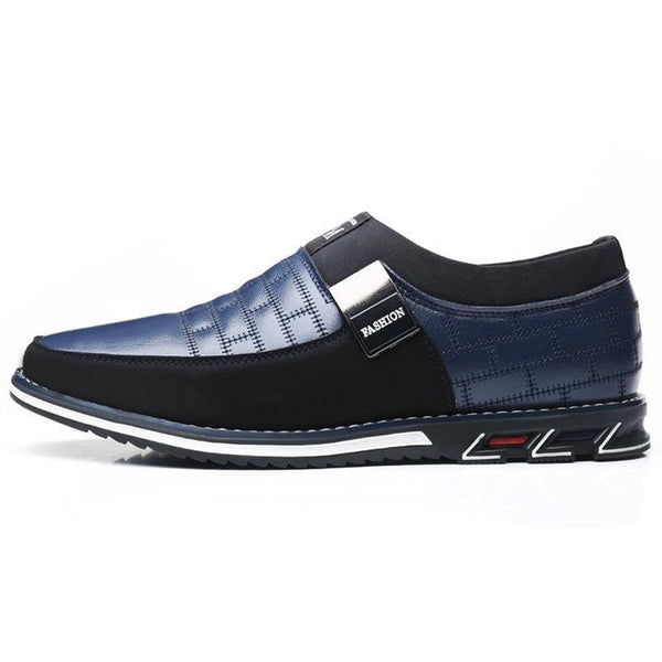 Kaegreel Men's Genuine Leather Splicing Non Slip Metal Soft Sole Casual Shoes