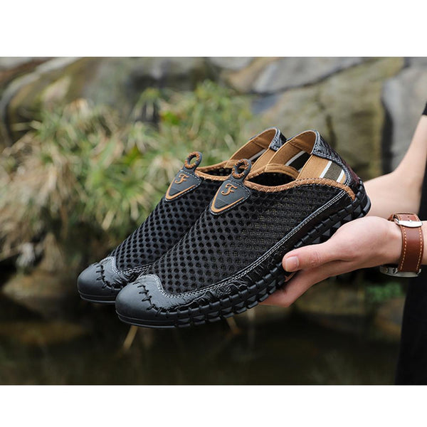 Kaegreel Large Size Men Hand Stitching Mesh Water Shoes Outdoor Slip Resistant Sneakers