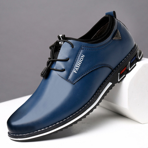 Kaegreel Men's Microfiber Leather Non Slip Soft Elastic Lace Casual Shoes