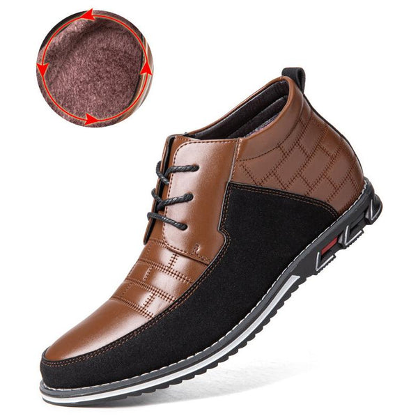 Men's Round Toe Lace Up Business Casual Leather Ankle Boots (Narrow shoe width, larger size recommended.)