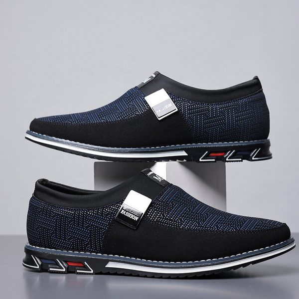 Men's Suede Splicing Metal Buckle Slip On Soft Sole Business Casual Shoes