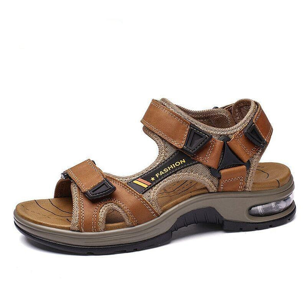 Men's Sandals Genuine Leather Men's Slippers Gladiator Men's Beach Sandals Soft, comfortable outdoor wading shoes