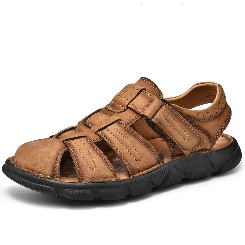 Men's Summer Leather Lightweight Sandals Outdoor Comfortable Beach