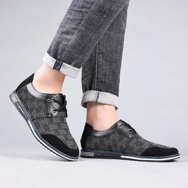Kaegreel Men Special Suede Splicing Lace Up Soft Business Casual Shoes