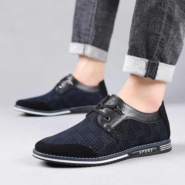 Kaegreel Men Special Suede Splicing Lace Up Soft Business Casual Shoes