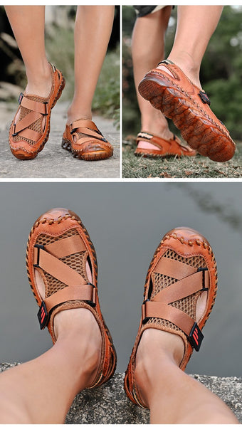 Summer shoes breathable soft leather sandals beach shoes