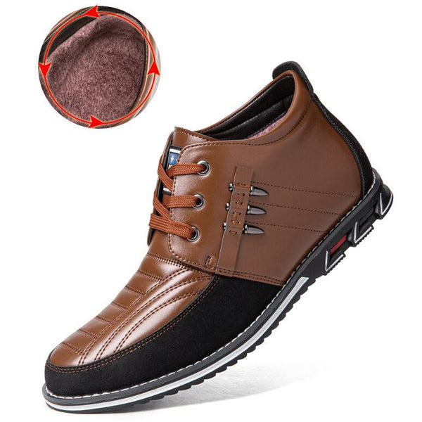 Men's microfiber leather rivet lace-up business casual ankle boots (narrow shoe width, larger size recommended.)