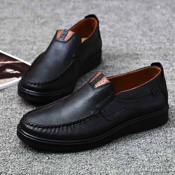 Men's Retro Color Leather Large Size Soft Sole Casual Shoes