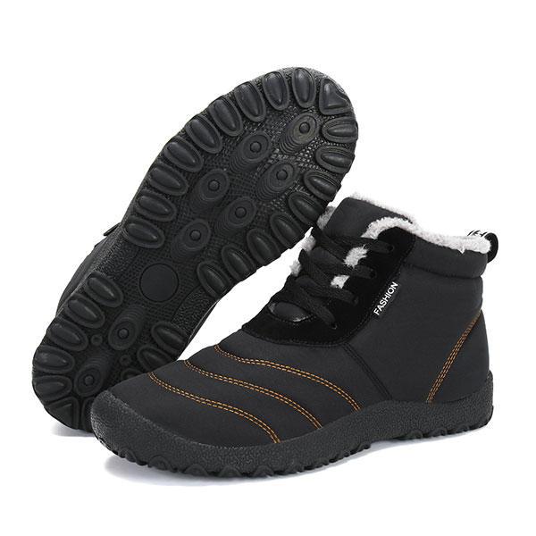 Kaegreel Large Size Men's Stripe Waterproof Plush Lining Stripe Ankle Boots