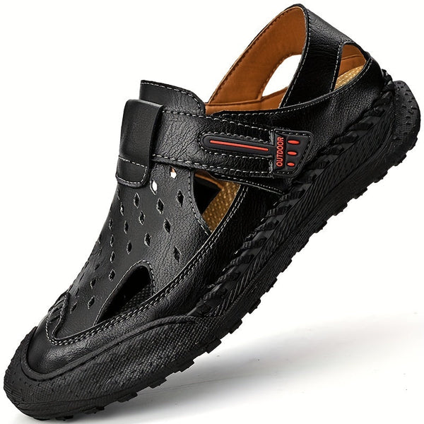 Men's Slippers Leather Sandals Closed Toe Fisherman Summer Shoes Male Hiking Beach Shoes