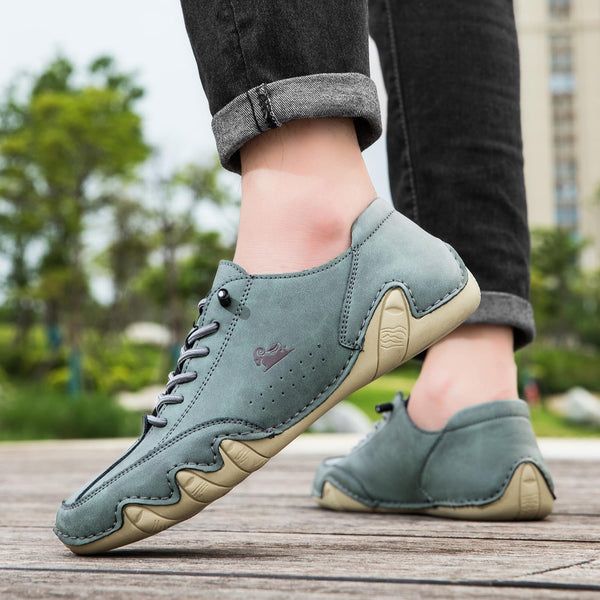 Men's Handmade Velcro Suede Beck Shoes Waterproof Leather Casual Sneakers Non-Slip Breathable