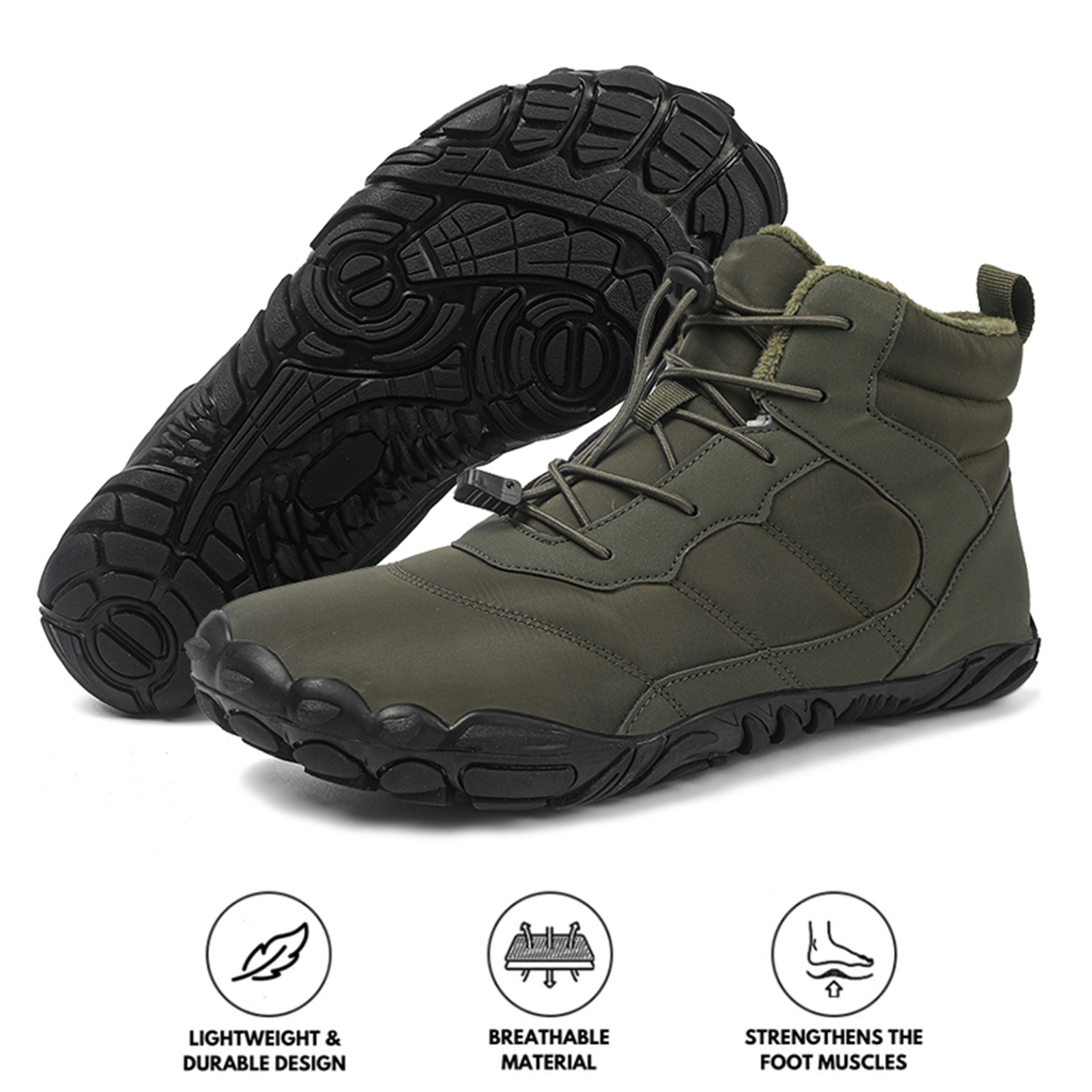 kaegreel winter barefoot shoes snow boots 31519 army green