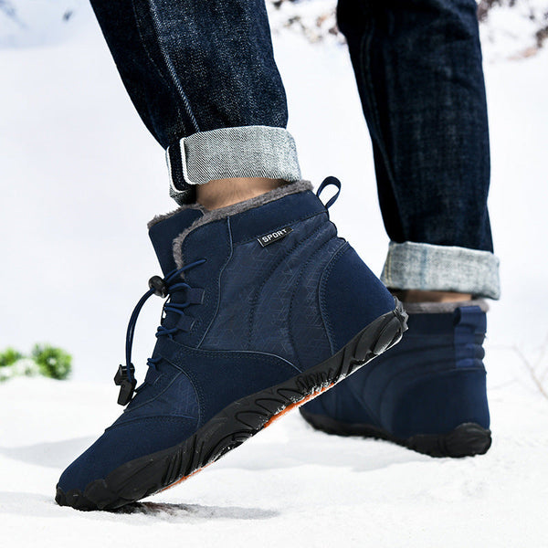 Men's Outdoor High-top Cotton shoes Unisex Barefoot shoes Work shoe Snow Boots Warm Plus Velvet Thickened Mid-tube Hiking Winter shoes