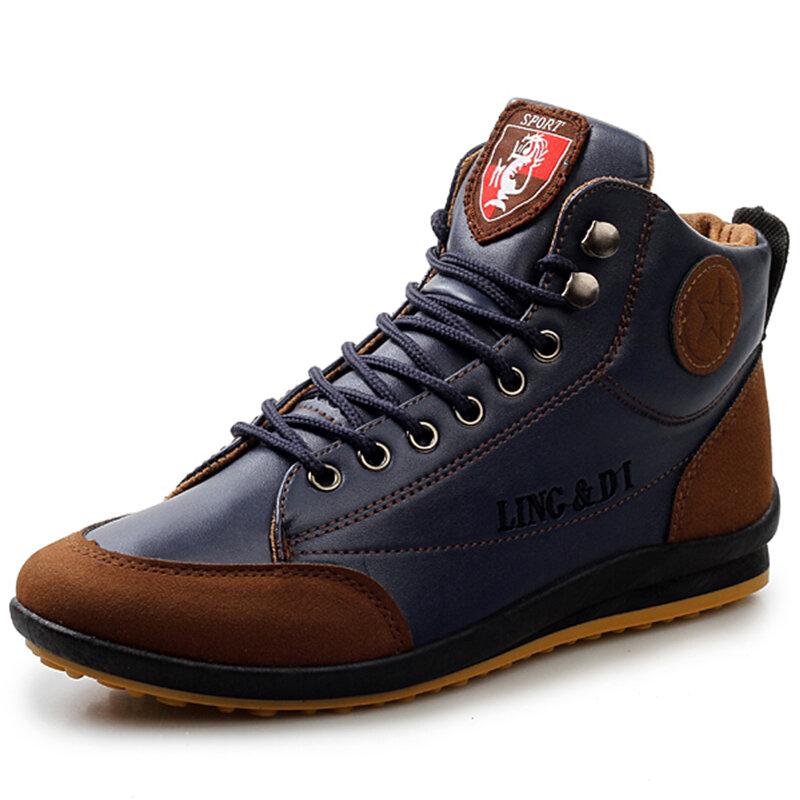 Herren Retro PU-Leder, das rutschfeste beiläufige Knöchelstiefel spleiß