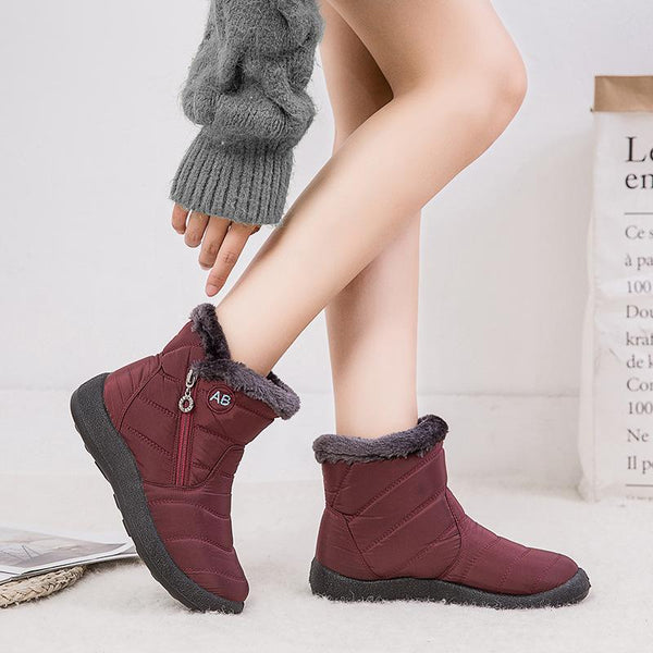 Women Winter Snow Boots Ankle Short Boots Slip On Waterproof Outdoor Women Ankle Boots Fur Lined Warm Shoes
