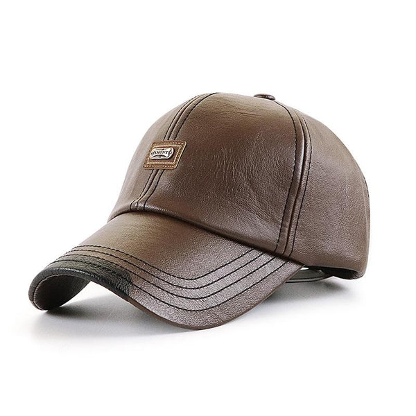 Men's PU Leather Vintage Baseball Cap Casual Outdoor Adjustable Warm Lightness Hats