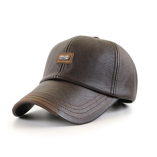 Men's PU Leather Vintage Baseball Cap Casual Outdoor Adjustable Warm Lightness Hats