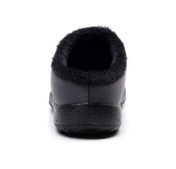 Comfortable memory foam winter slippers for women, plush, fleece lined slippers, non slip rubber sole, indoor outdoor slippers