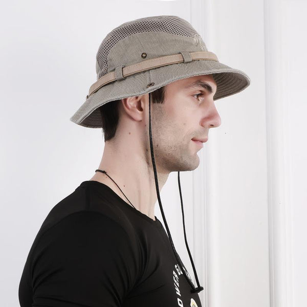 Men's Women's Cotton Embroidery Visor Bucket Bucket Hat Foldable Breathable Adjustable Chin Strap