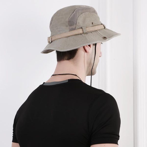 Men's Women's Cotton Embroidery Visor Bucket Bucket Hat Foldable Breathable Adjustable Chin Strap