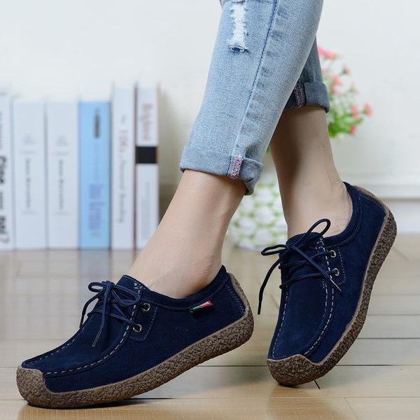 Kaegreel Femme Casual Suede Round Toe Toe Plat Chaussures