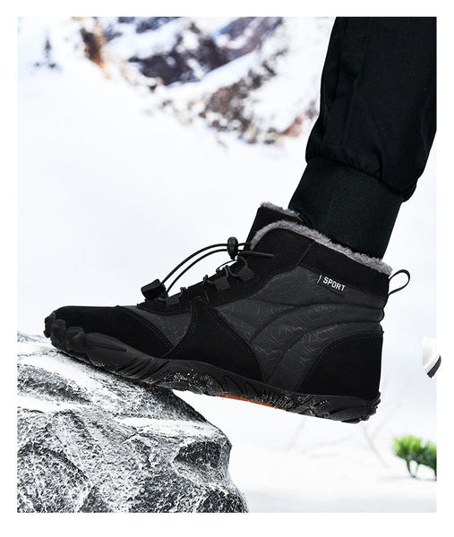 Men's Outdoor High-top Cotton shoes Unisex Barefoot shoes Work shoe Snow Boots Warm Plus Velvet Thickened Mid-tube Hiking Winter shoes