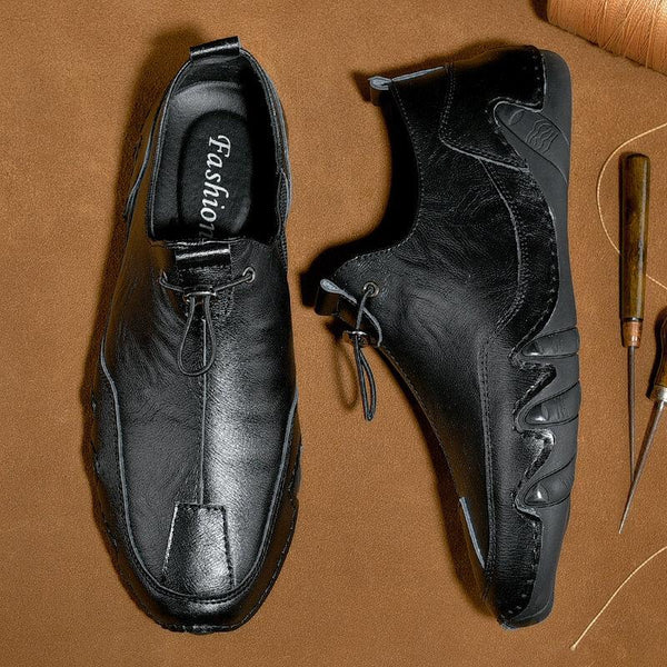 Men's Genuine Leather Non-Slip Elastic Pointed Casual Shoes