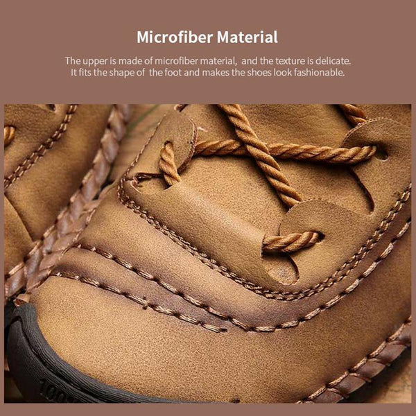 Kaegreel Men's Couture de la main Vintage en microfibre en microfibre Ensemble de lacets confortables Bottines molles
