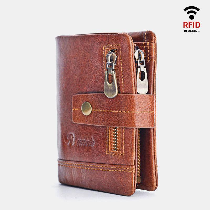 Men's Rfid wallet made of anti-magnetic leather with zip