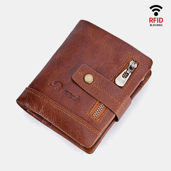 Men's Rfid wallet made of anti-magnetic leather with zip