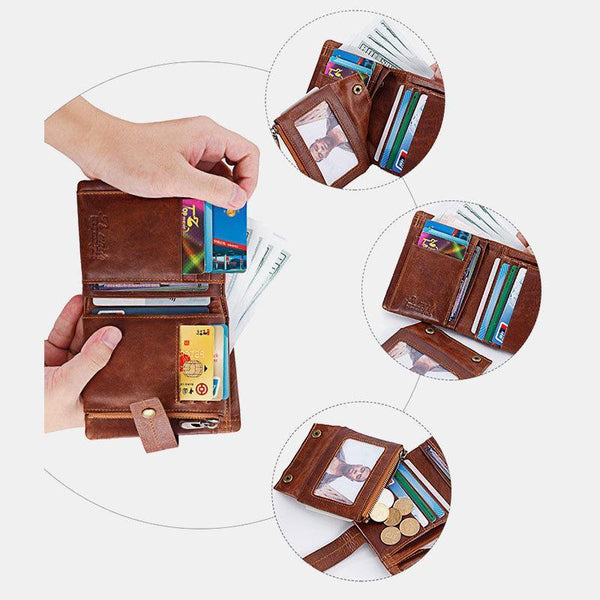 Men's Rfid wallet made of anti-magnetic leather with zip