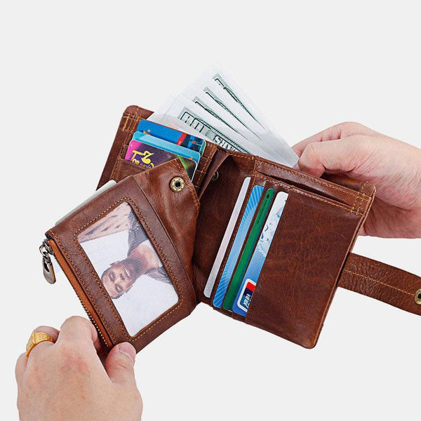 Men's Rfid wallet made of anti-magnetic leather with zip