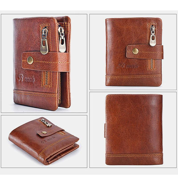 Men's Rfid wallet made of anti-magnetic leather with zip