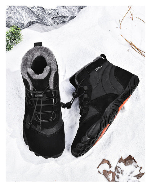 Men's Outdoor High-top Cotton shoes Unisex Barefoot shoes Work shoe Snow Boots Warm Plus Velvet Thickened Mid-tube Hiking Winter shoes