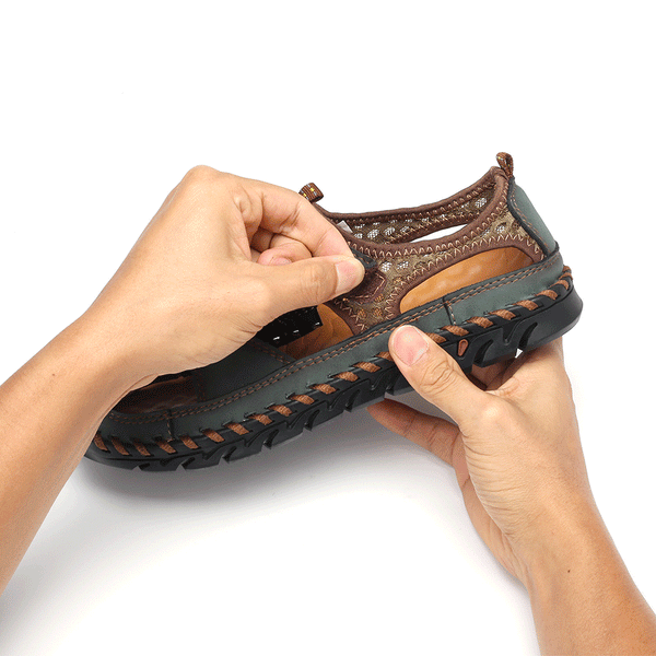 Kaegreel мужская замкнутая ручная ручная шить наружные нескользящие платья кожаные сандалии