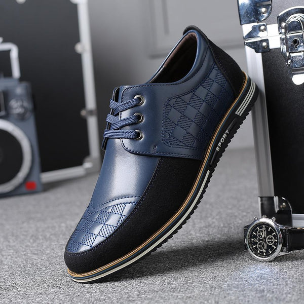 Kaegreel Men's Round Head Lace Up Leather Chaussures de commerce