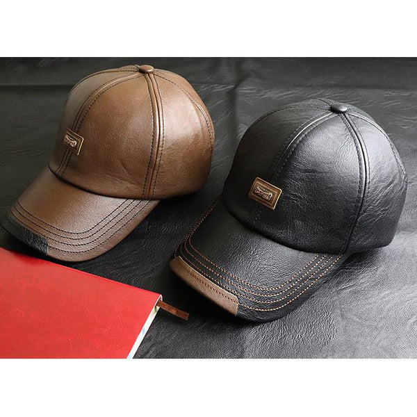 Men's PU Leather Vintage Baseball Cap Casual Outdoor Adjustable Warm Lightness Hats