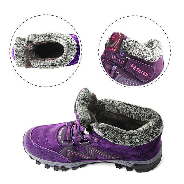 Kaegreel Women's Comfy Warm Waterproof Suede Hook Loop Ankle Boots