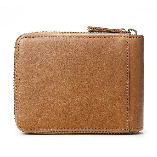 Men RFID Antimagnetic Solid Cowhide 11 Card Slots Coin Bag Zipper Wallet