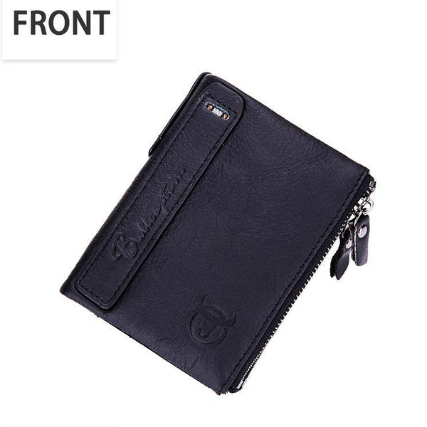 Men's Retro Leather Wallet Leather Zipper Buckle Short Wallet Card Holder Wallet RFID Wallet