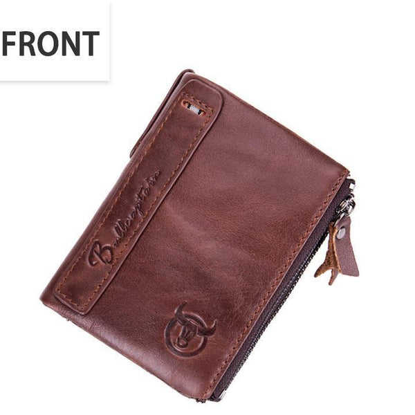 Men's Retro Leather Wallet Leather Zipper Buckle Short Wallet Card Holder Wallet RFID Wallet