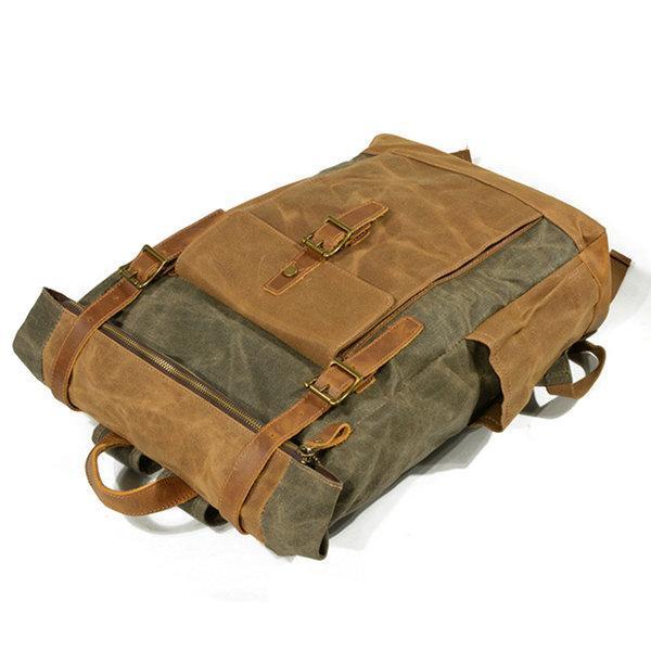 Men Vintage Canvas Casual Travel Large Capacity Waterproof Commuter Bag Backpack