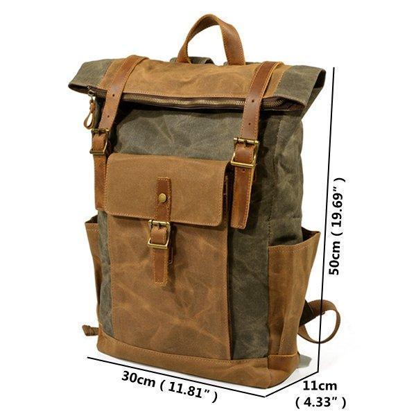 Men Vintage Canvas Casual Travel Large Capacity Waterproof Commuter Bag Backpack