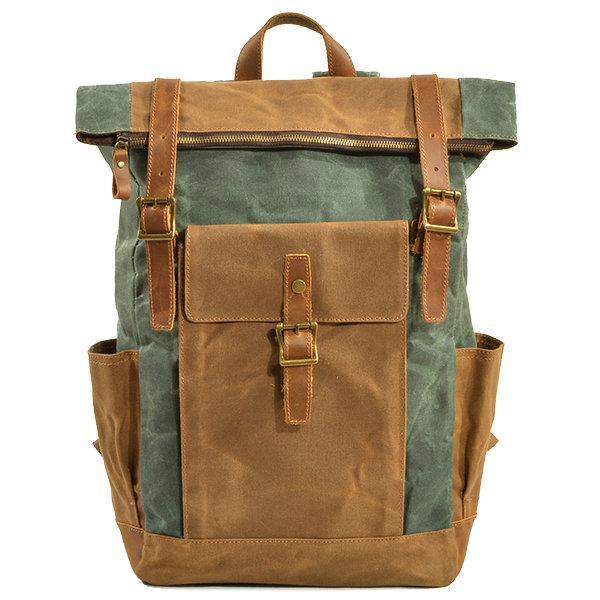 Men Vintage Canvas Casual Travel Large Capacity Waterproof Commuter Bag Backpack