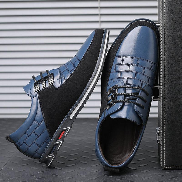 Kaegreel Men's Microfiber Leather Splicing Non Slip Metal Decoration Casual Shoes
