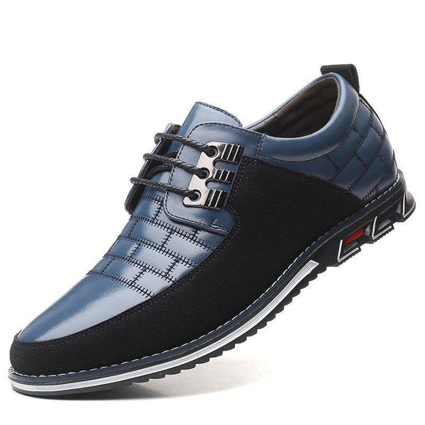 Kaegreel Men's Microfiber Leather Splicing Non Slip Metal Decoration Casual Shoes