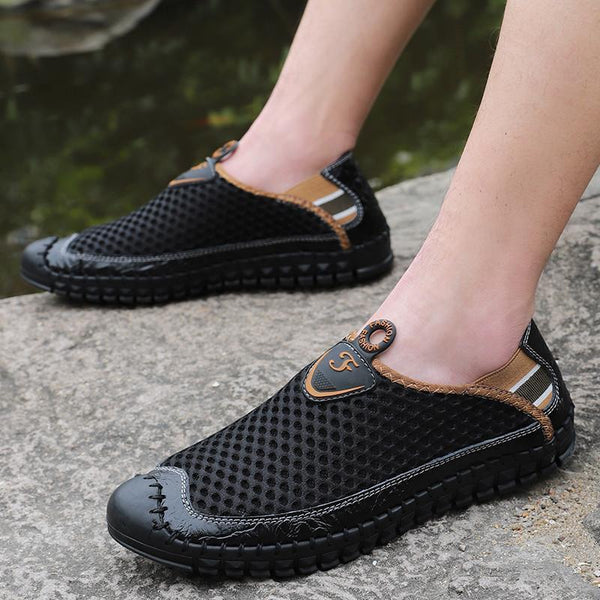Kaegreel Menores de gran tamaño Hombres Puntas de agua de malla zapatos de agua resbalones al aire libre zapatillas de deporte