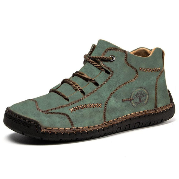 Kaegreel Men's Vintage Hand Stitching Comfort Soft Leather Boots
