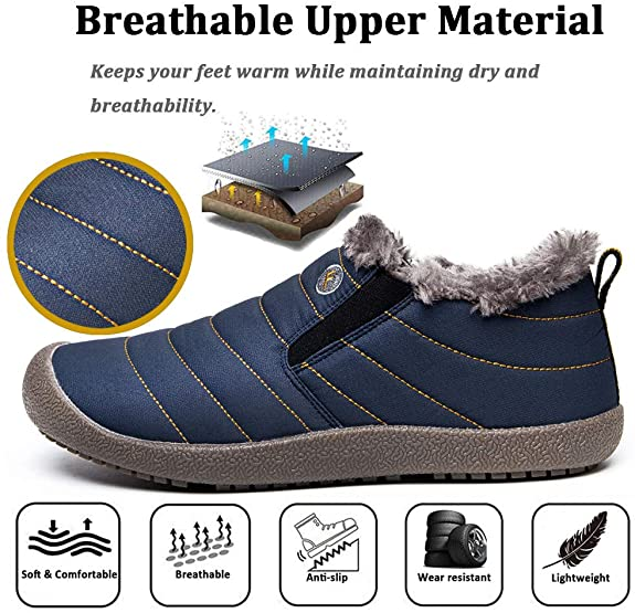 Kaegerel Men 's Waterproof and warm - keeping felpa Liner outdoor Snow Ankle Boots (recommended foot width / Thick / Arch People to choose larger shoes.)